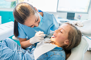 A child having a dental exam